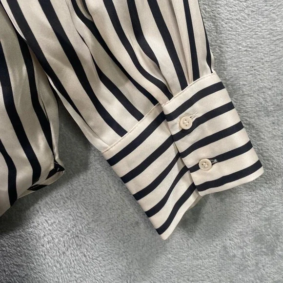 Career Striped Button Down Blouse Womens Large Office Minimalist Preppy Academia - Picture 5 of 10